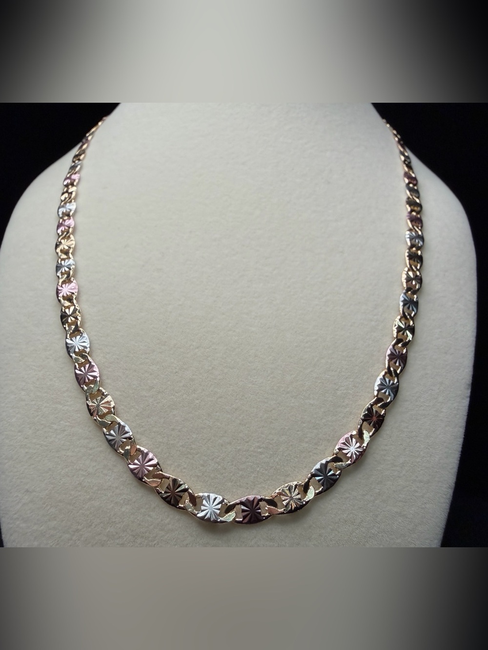 Tri Tone Star Cut Mariner 18in 5MM Premium Finish Necklace Beautiful! Brand New